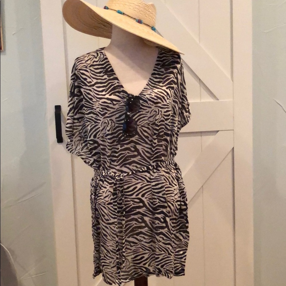 H & M Zebra Print Swim Suit Cover-Size M